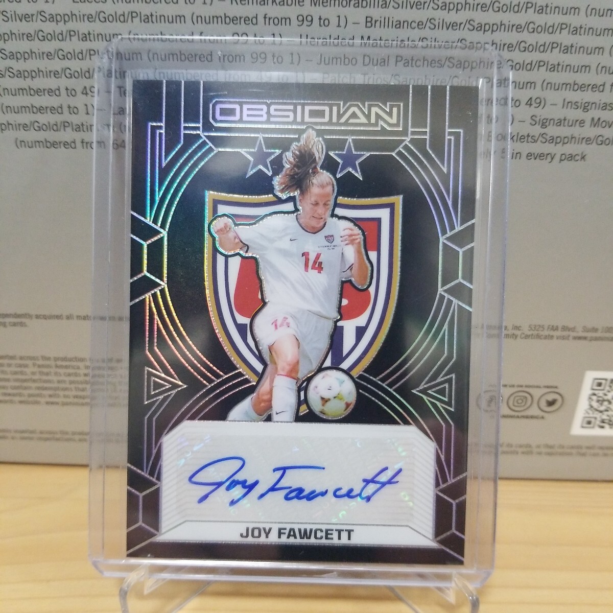 Panini Obsidian Soccer JOY FAWCETT Auto 直筆サインカード_画像1