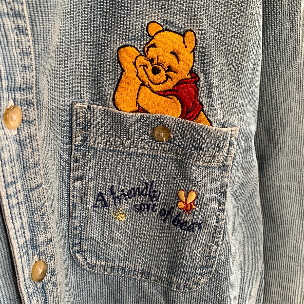 アメリカ古着 90年代 ディズニーストア くまのプーさん 刺繍 シャンブレー シャツ U.S Used Clothing Disney Apparel Pooh Chambray Shirt_画像4