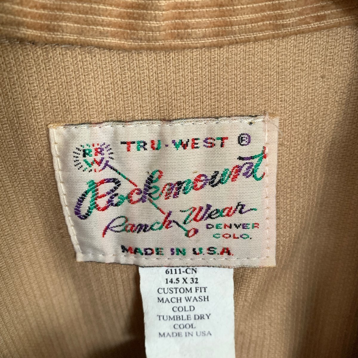 アメリカ古着 80年代 ロックマウント コーデュロイ ウエスタン シャツ U.S Used Clothing Rockmount Ranch Wear Corduroy Western Shirt_画像5