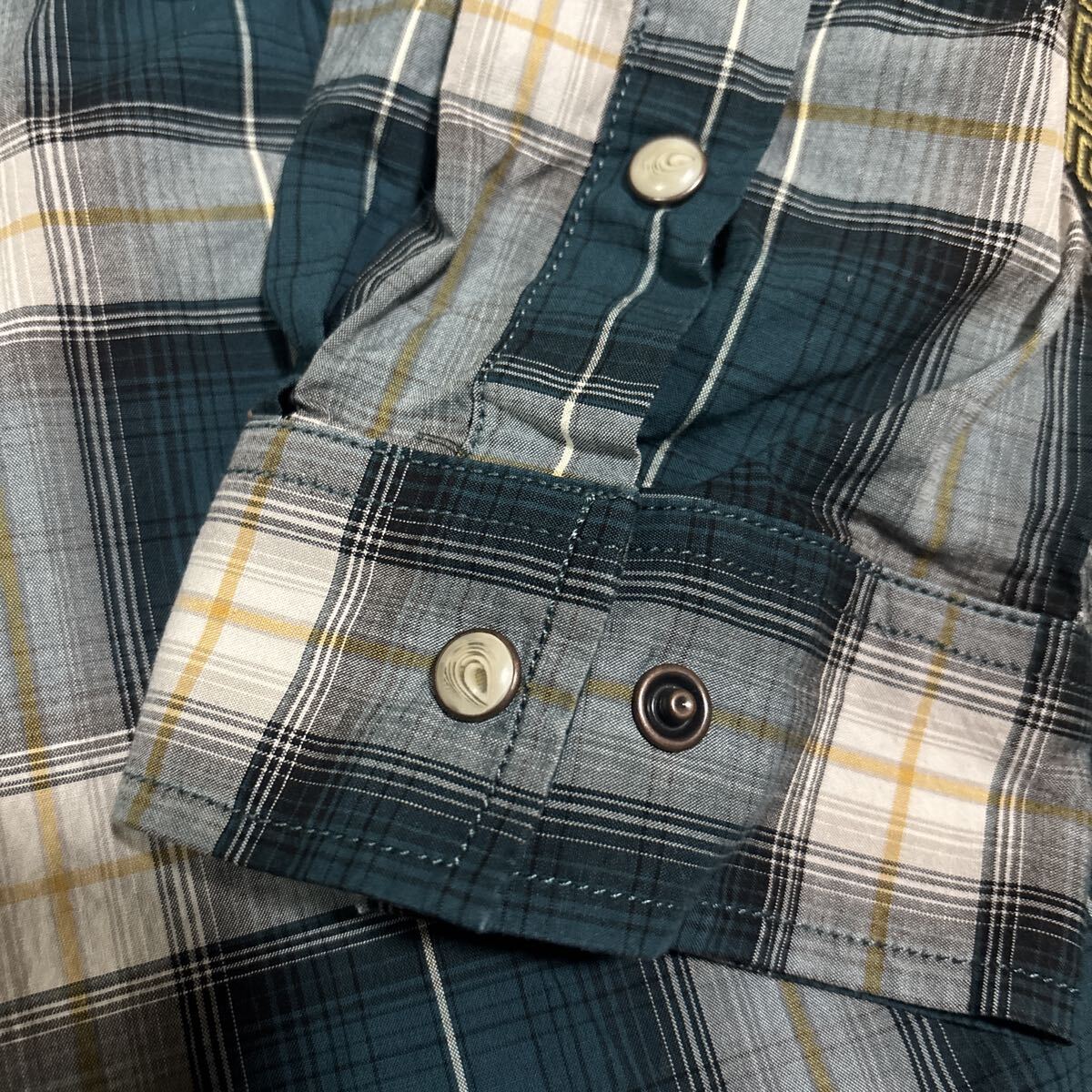 5回着用 carhartt カーハート チェック 長袖 ストレッチ ワーク シャツ 2XLグリーン系 レア_画像5