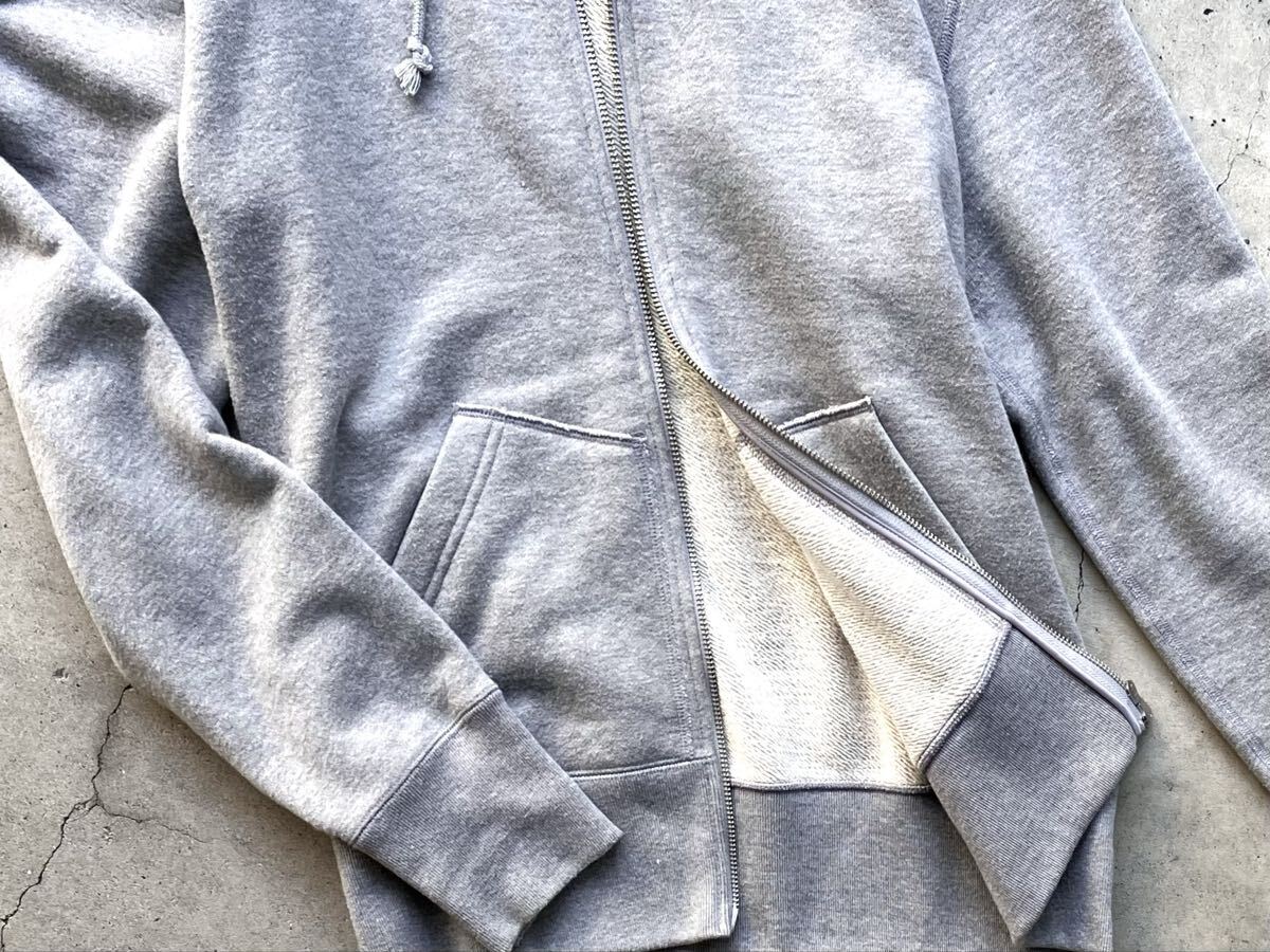 BEAMS PLUS別注 LOOPWHEELER 吊り里毛スウェット ジップアップパーカー L ビームスプラス メンズ トレーナー セーター 灰 グレー