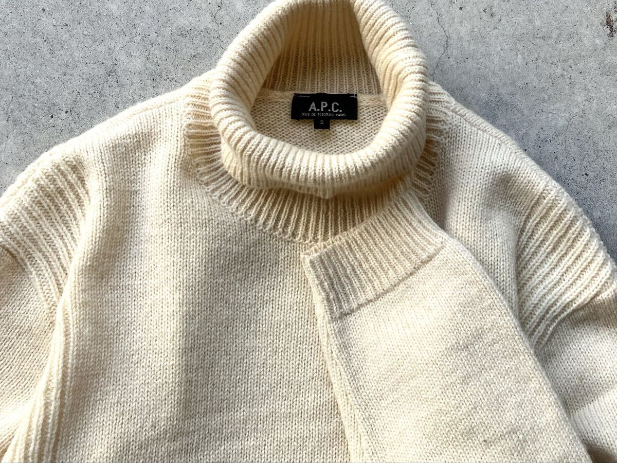 フランス製 APC タートルネック仕様 シェットランド ウールニットセーター 2 アーペーセー メンズ_画像1
