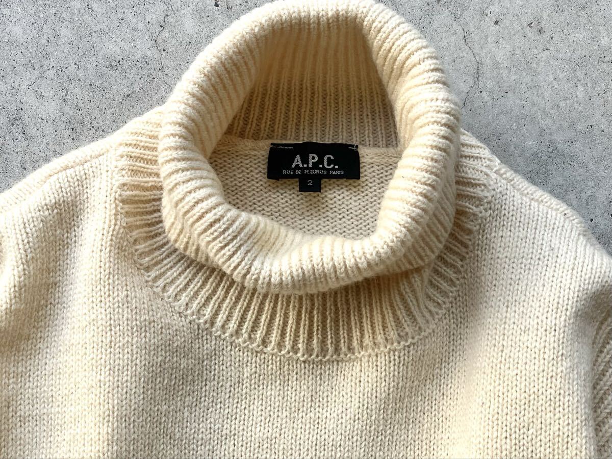フランス製 APC タートルネック仕様 シェットランド ウールニットセーター 2 アーペーセー メンズ_画像4