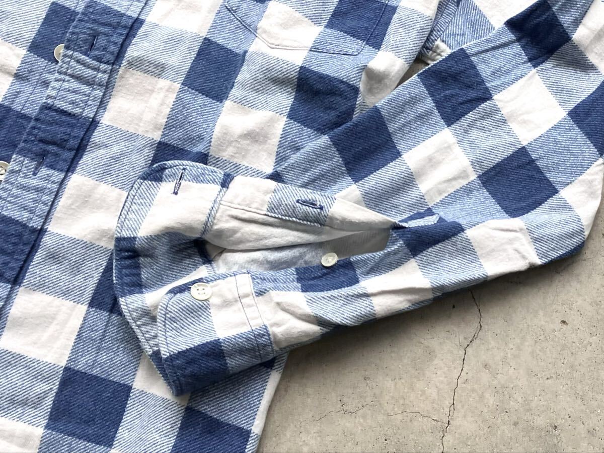 BLUE BLUE JAPAN インディゴ染め ネルシャツ 4/XL ハリウッドランチマーケット メンズ 長袖 ボタンダウン チェック_画像10