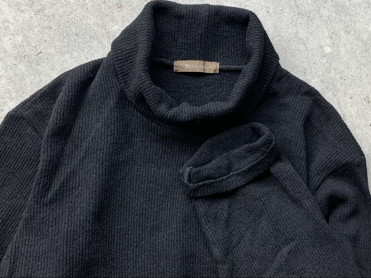 Y's for men タートルネック仕様 ウールニットセーター ワイズフォーメン ヨウジヤマモト メンズ 黒 ブラック_画像1
