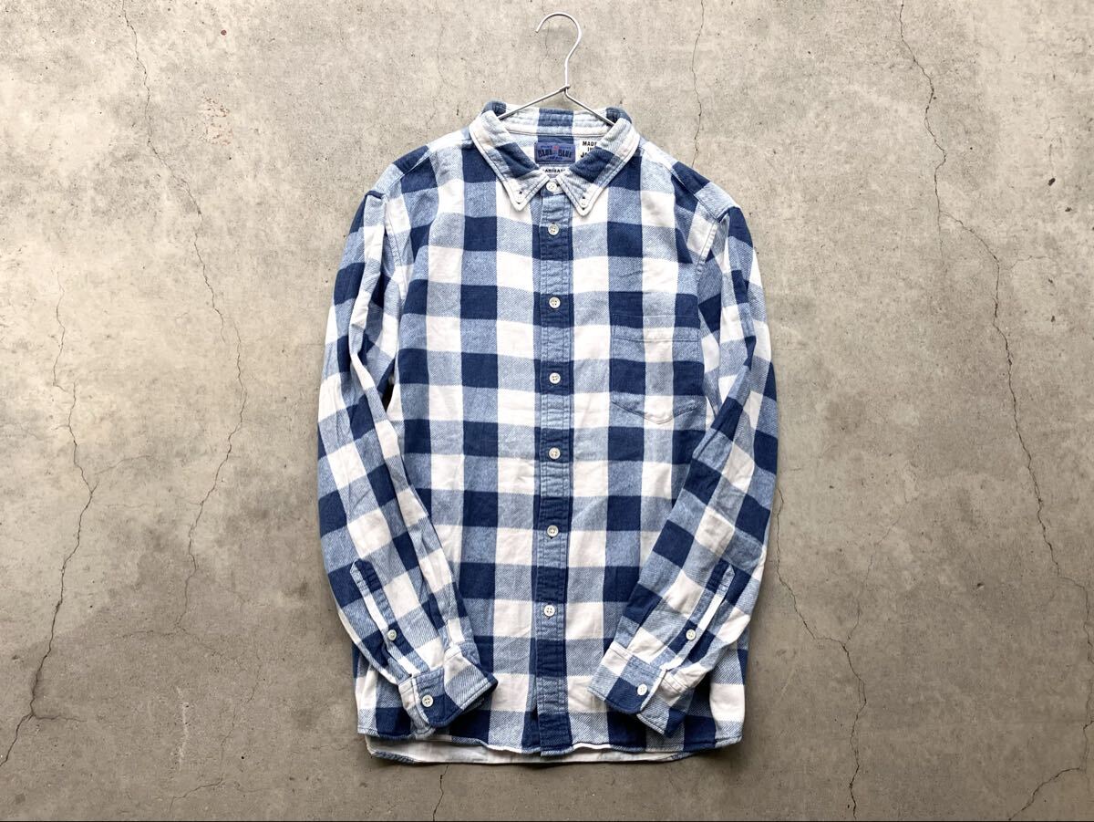 BLUE BLUE JAPAN インディゴ染め ネルシャツ 4/XL ハリウッドランチマーケット メンズ 長袖 ボタンダウン チェック_画像2