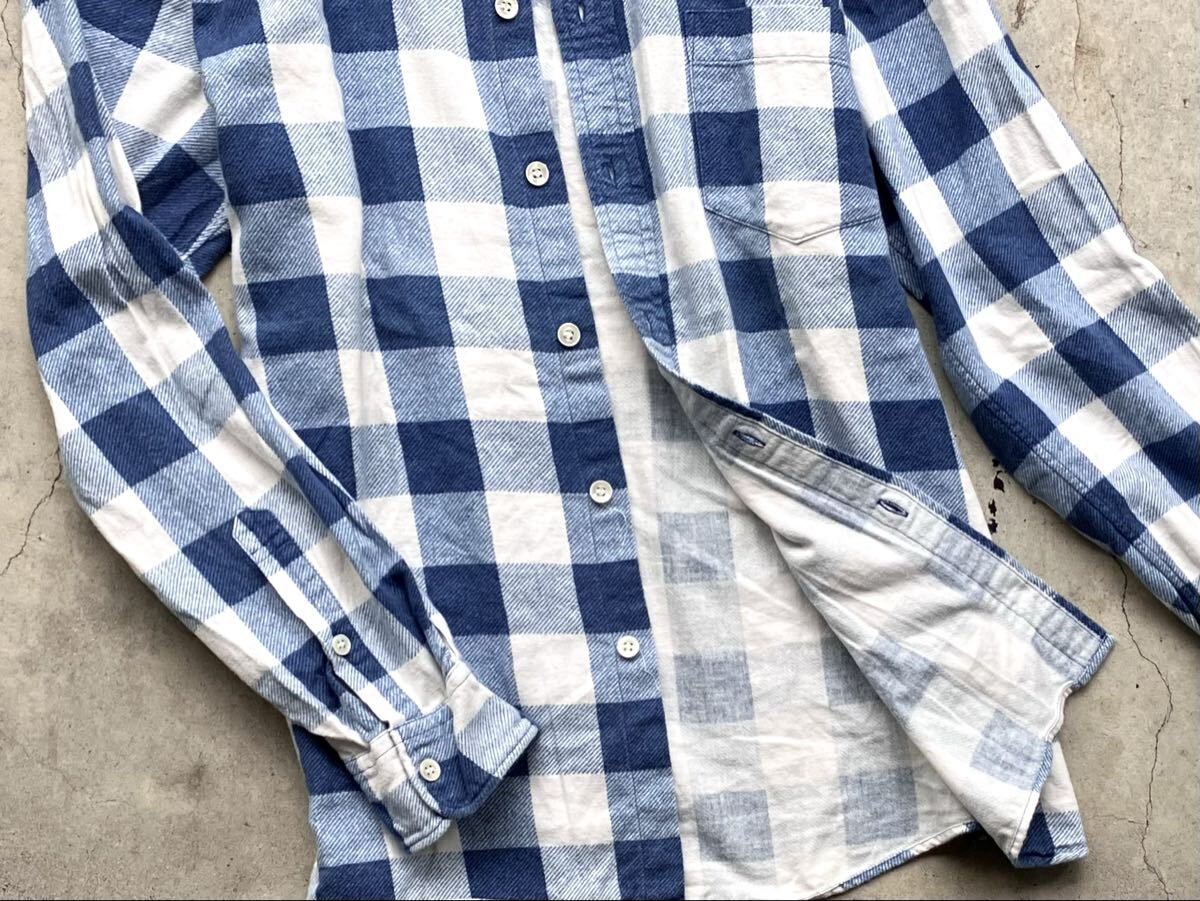 BLUE BLUE JAPAN インディゴ染め ネルシャツ 4/XL ハリウッドランチマーケット メンズ 長袖 ボタンダウン チェック_画像8
