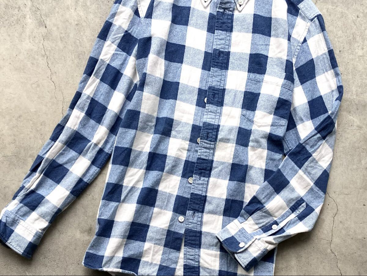 BLUE BLUE JAPAN インディゴ染め ネルシャツ 4/XL ハリウッドランチマーケット メンズ 長袖 ボタンダウン チェック_画像9