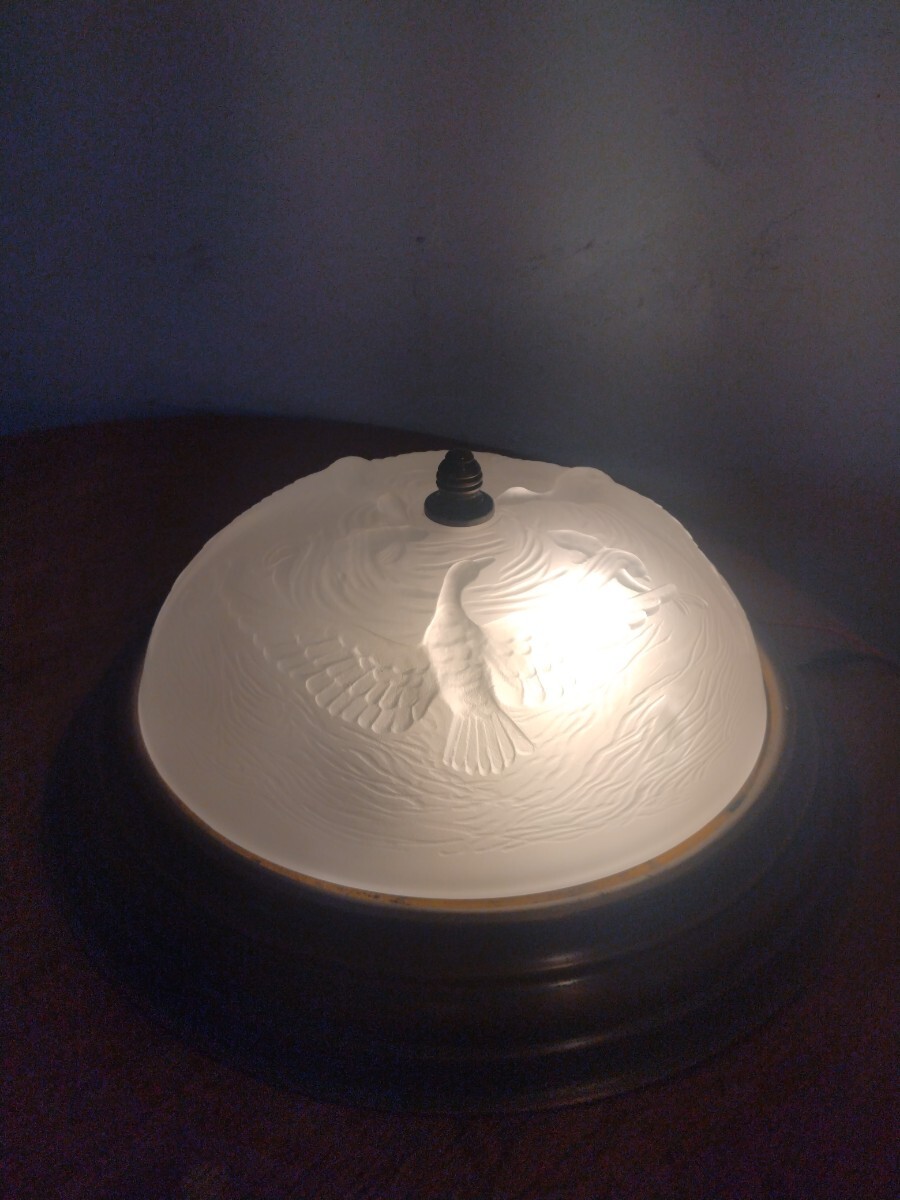 R71031-7 インダストリアル/デザイン模様ガラス/天井付けライト/壁付けペンダントライト 高さ約16cm直径約36cm_画像1