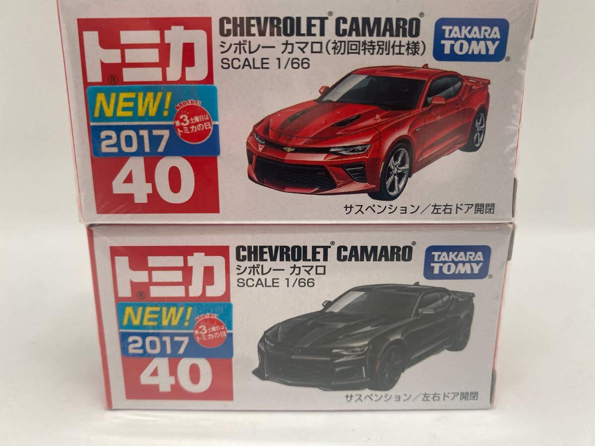 トミカ 赤箱40 シボレー カマロ 標準品と初回特別仕様 2種類まとめて 未開封_画像1
