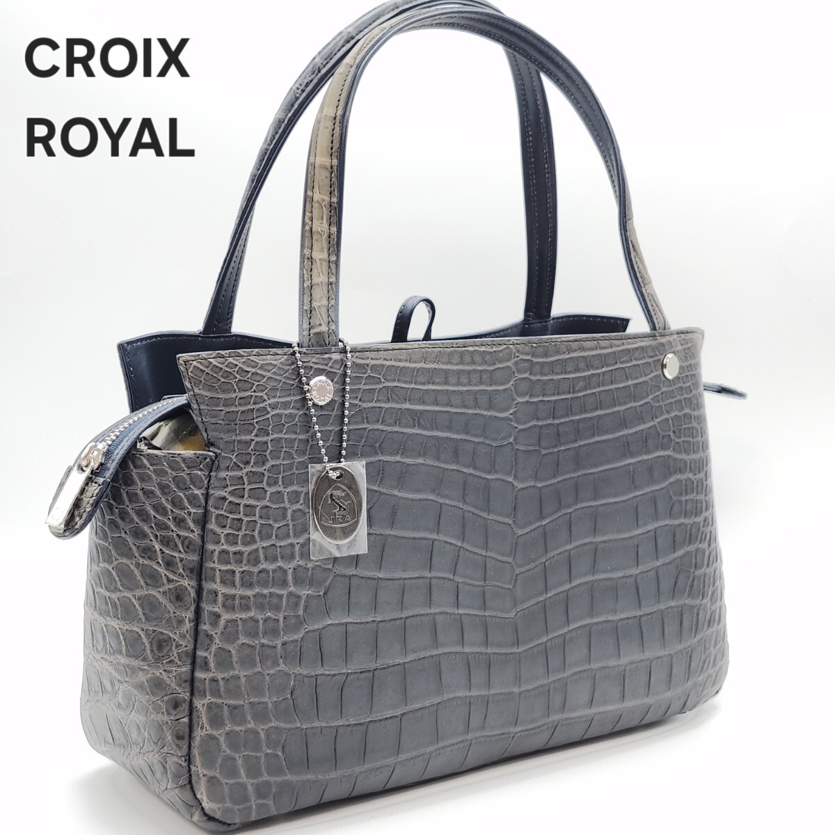 1円 CROCODILE GIANFRANCO FERRARI OSTRICH JRA CROIX ROYAL クロコダイル オーストリッチ ハンドバッグ クロワロワイヤル フェラーリ