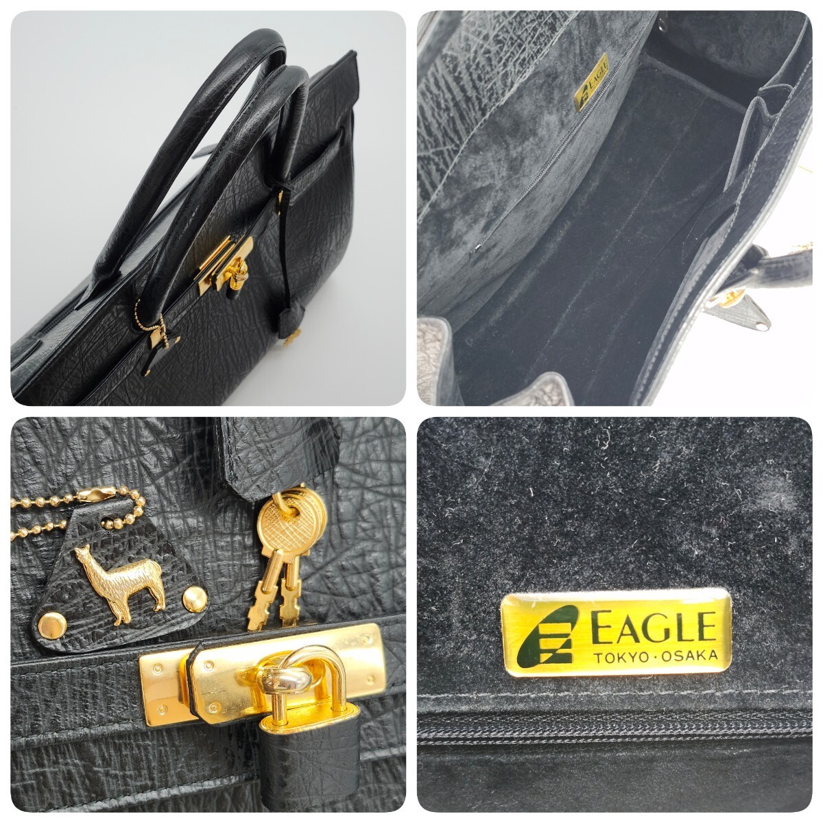 1円 EAGLE CROCODILE ALPACA JRA CRES クロコダイル アルパカ ハンドバッグ カデナ クロシェット ベルト イーグル ショルダー クレス