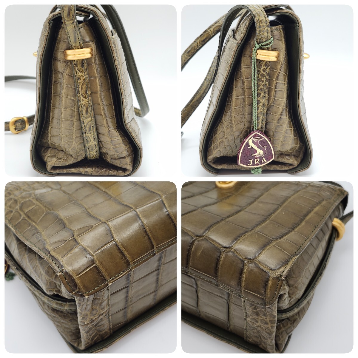 1円 EAGLE CROCODILE ALPACA JRA CRES クロコダイル アルパカ ハンドバッグ カデナ クロシェット ベルト イーグル ショルダー クレス