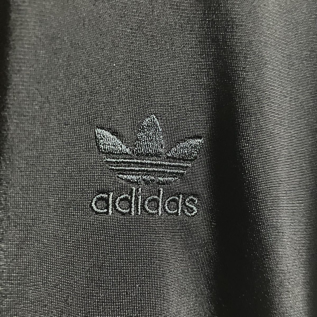 【希少】 adidas アディダス トラックジャケット トレフォイル 3ストライプ オールブラック 黒 ジャージ ファイヤーバード_画像3