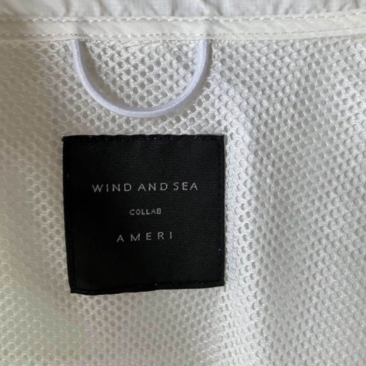 【希少コラボ】windandsea AMERI ナイロン ジャケット マウンテンパーカー 刺繍ロゴ 白 ジップ ホワイト ウィンダンシー_画像5