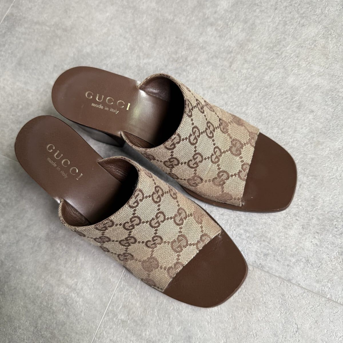 GUCCI グッチ GGキャンバス ミュール ブラウン 36C 23cm サンダル
