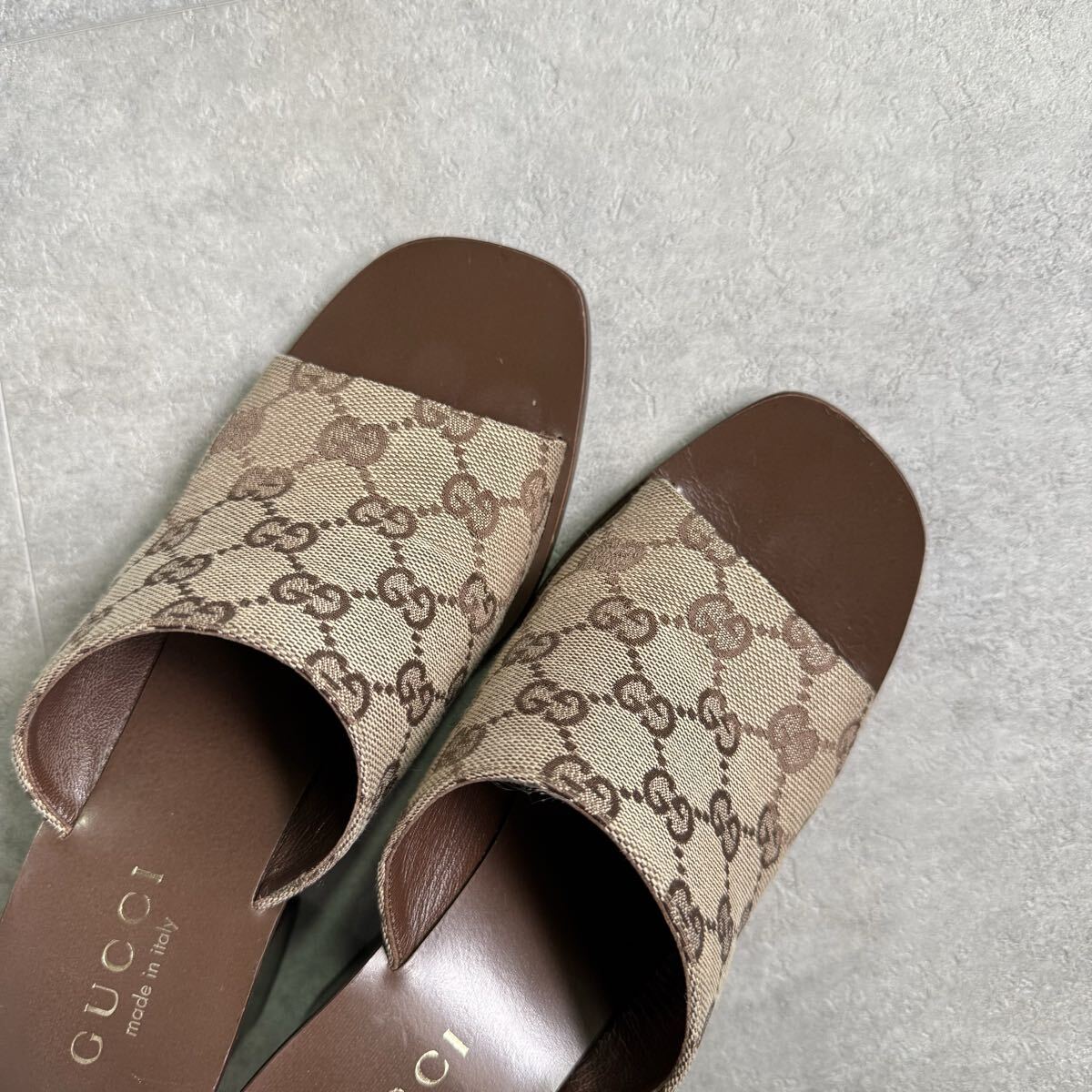 GUCCI グッチ GGキャンバス ミュール ブラウン 36C 23cm サンダル