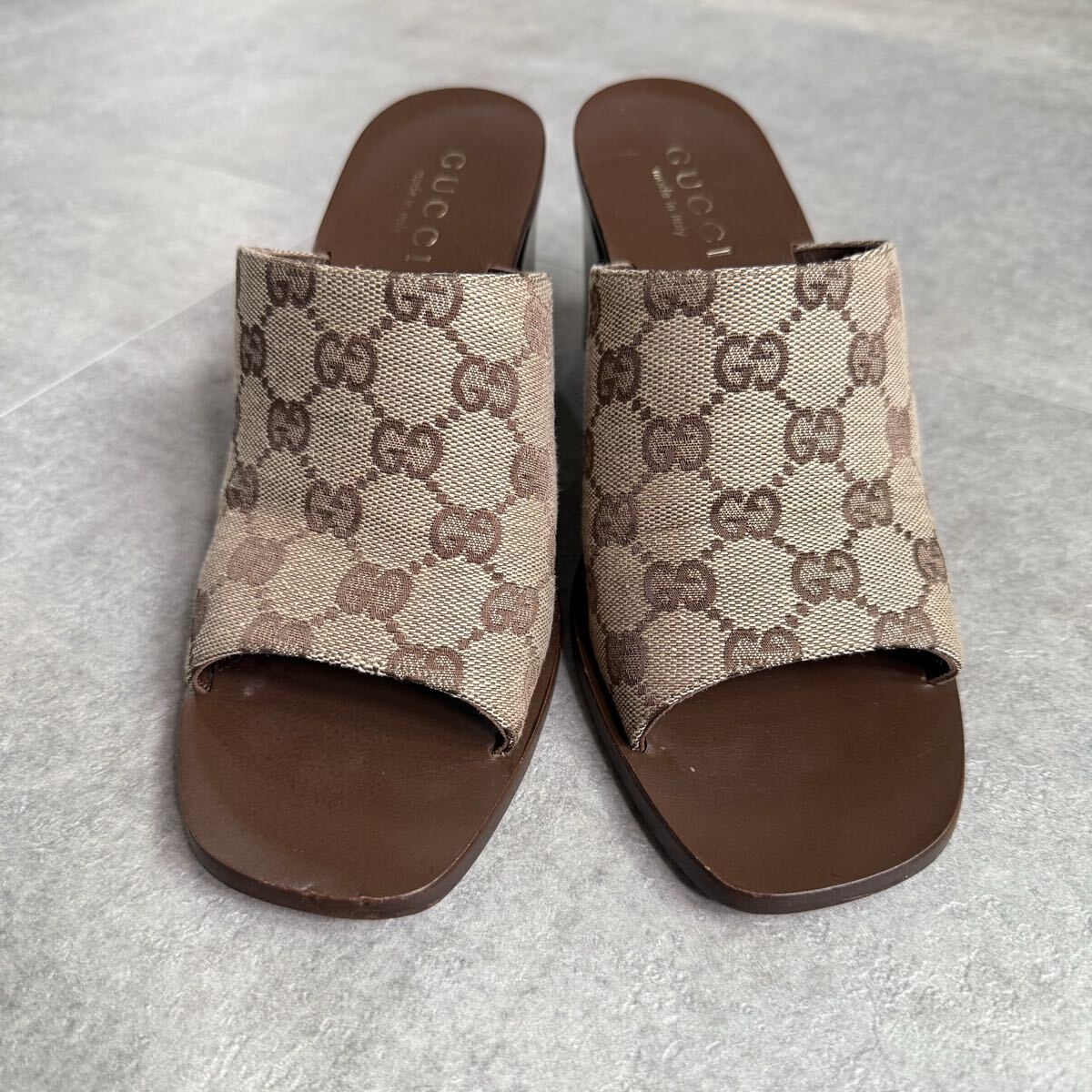 GUCCI グッチ GGキャンバス ミュール ブラウン 36C 23cm サンダル