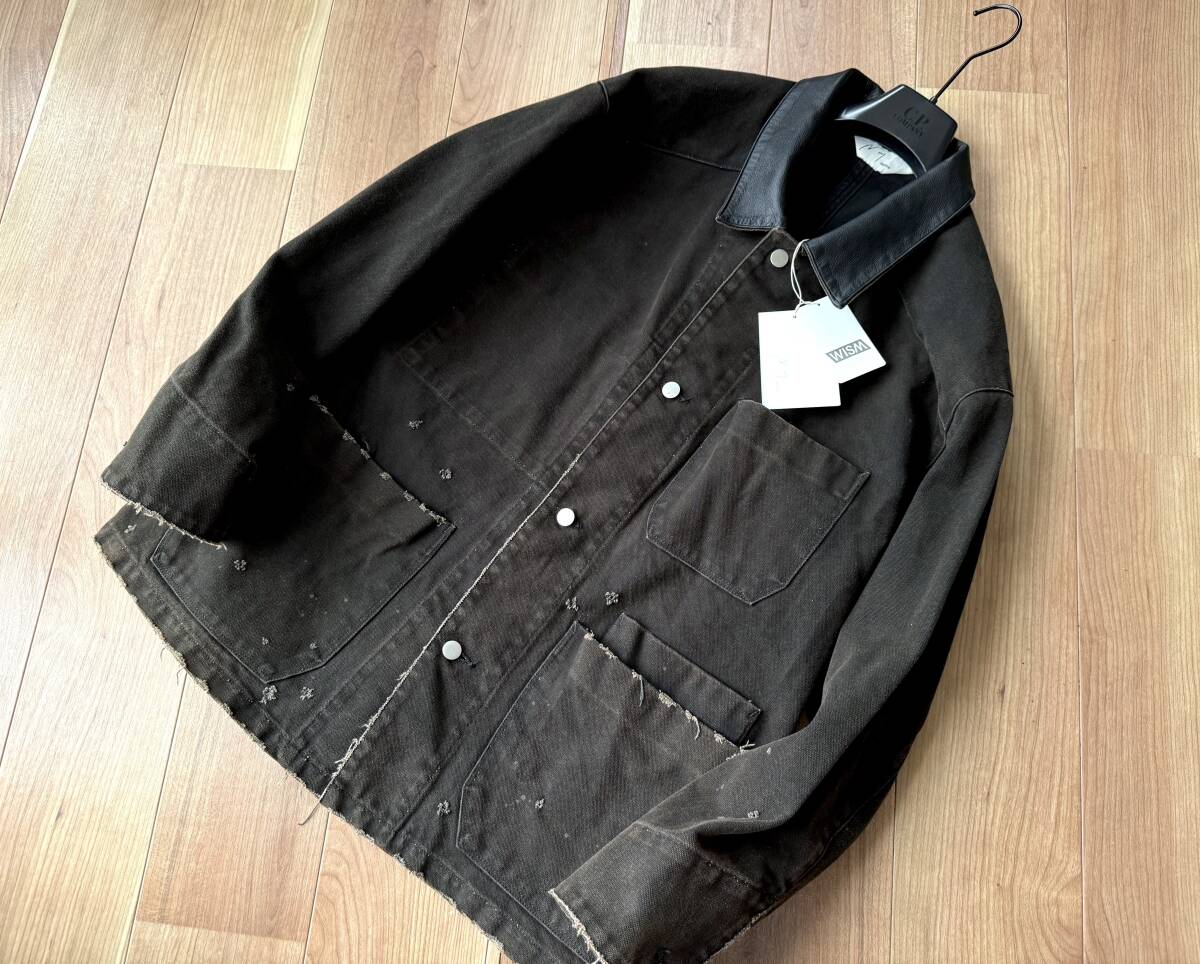 【即決】 別注・限定 ANCELLM × WISM / DUCK COVERALL JACKET / BLACK 黒 / アンセルム ダック カバーオール レザー ジャケット_画像1