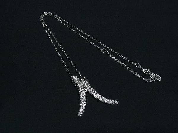 1円 ■美品■ SWAROVSKI スワロフスキー クリスタル ネックレス ペンダント アクセサリー シルバー系 FV0711