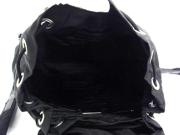 1円 ■美品■ PRADA プラダ テスートナイロン 巾着型 リュックサック バックパック レディース ブラック系 BM9511_画像5
