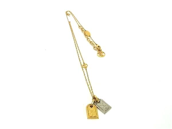 1円 LOUIS VUITTON ルイヴィトン M63141 モノグラム ナノグラム LVサークル ネックレス アクセサリー ゴールド系×シルバー系 FV1282_画像1