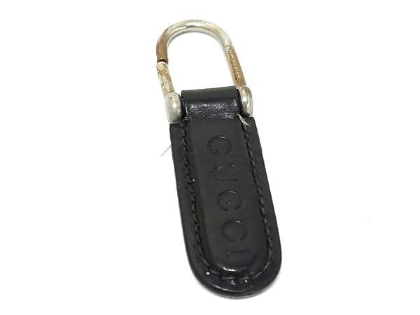 GUCCI Gucci кожа брелок для ключа очарование мужской женский оттенок черного × оттенок серебра DE9491