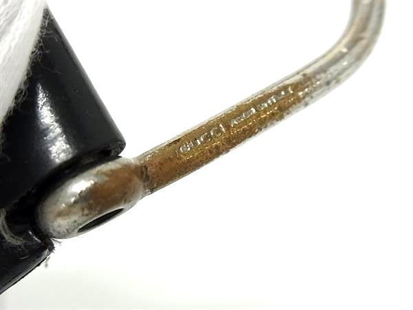 GUCCI Gucci кожа брелок для ключа очарование мужской женский оттенок черного × оттенок серебра DE9491