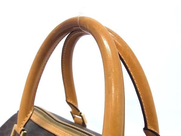 1円 ■美品■ CELINE セリーヌ マカダム柄 PVC×レザー ミニボストン ハンドバッグ トートバッグ ミニバッグ ダークブラウン系 GA5726_画像2