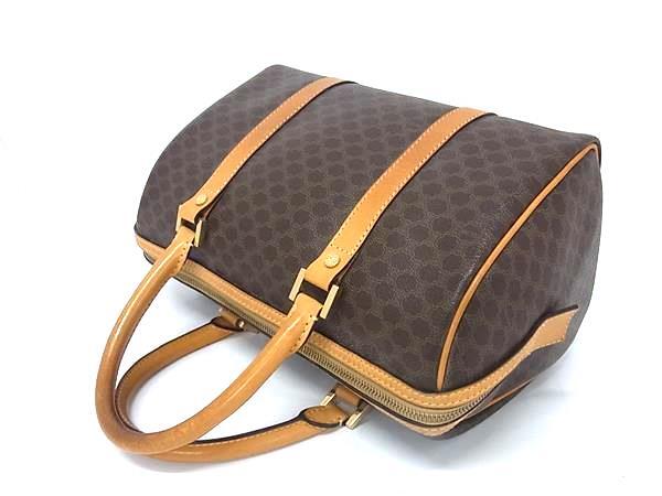 1円 ■美品■ CELINE セリーヌ マカダム柄 PVC×レザー ミニボストン ハンドバッグ トートバッグ ミニバッグ ダークブラウン系 GA5726_画像3