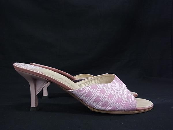 1円 CHANEL シャネル ココマーク ニュートラベルライン キャンバス ヒール サンダル サイズ37 1/2(約24.5cm) シューズ ピンク系 FN7565_画像3