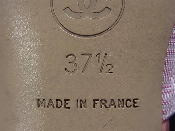 1円 CHANEL シャネル ココマーク ニュートラベルライン キャンバス ヒール サンダル サイズ37 1/2(約24.5cm) シューズ ピンク系 FN7565_画像6