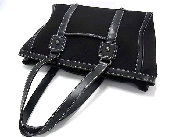 1円 BURBERRY バーバリー コットン×レザー トートバッグ ショルダーバッグ ハンドバッグ 肩掛け レディース ブラック系 FP8030_画像3