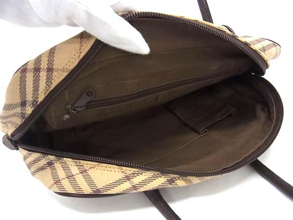 1円 BURBERRY バーバリーブルーレーベル ノバチェック キャンバス×レザー トートバッグ ハンドバッグ レディース ブラウン系 FP8081_画像5