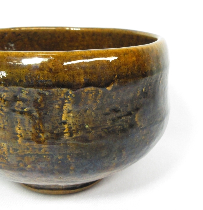 【B0822】茶道具　大樋焼【 大樋一平 】作　大樋茶碗　抹茶茶碗　飴釉　共箱　即決_画像3