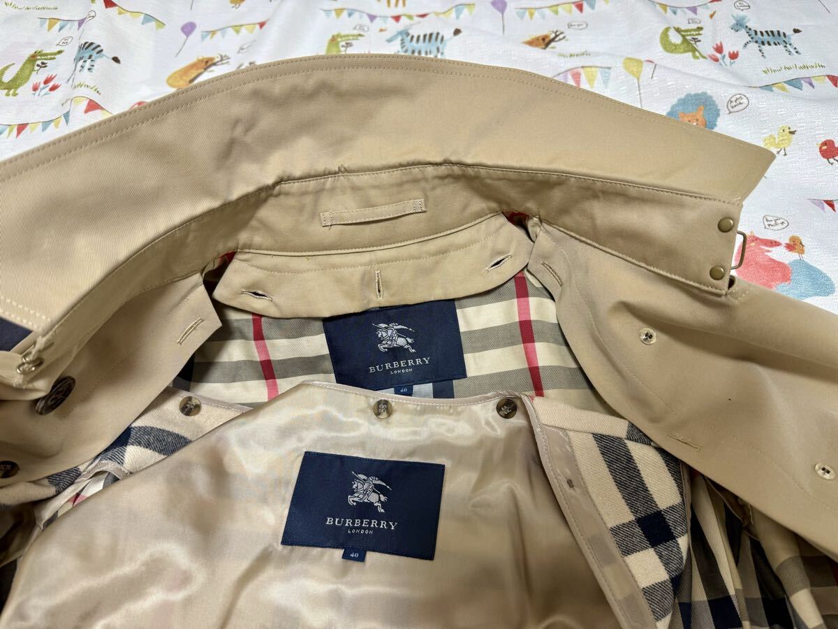 22万★超美品高年式光沢ハニーベージュ 165 40 L M BURBERRYバーバリーロンドン レディースライナーベルト付トレンチコートカバー有　大柄_画像4
