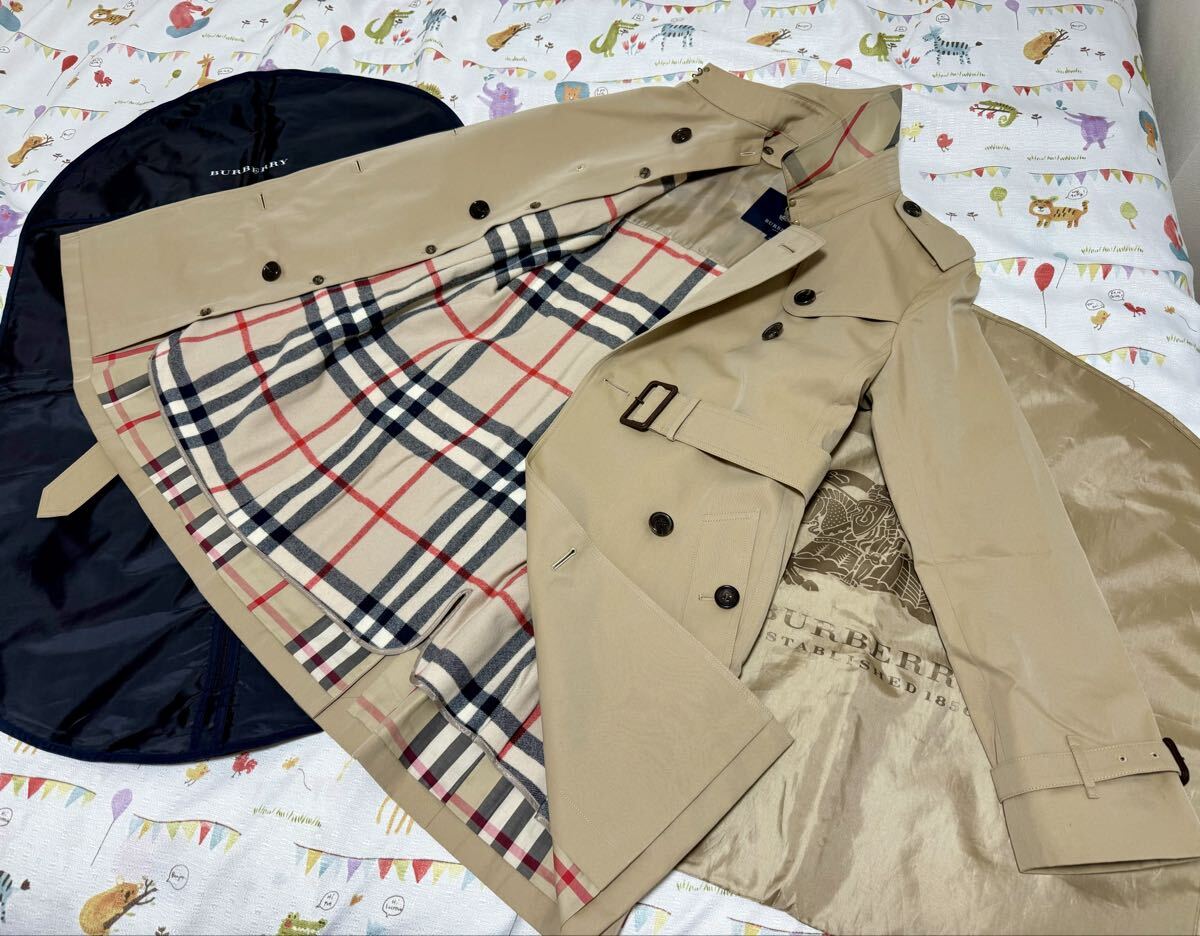 22万★超美品高年式光沢ハニーベージュ 165 40 L M BURBERRYバーバリーロンドン レディースライナーベルト付トレンチコートカバー有　大柄_画像1