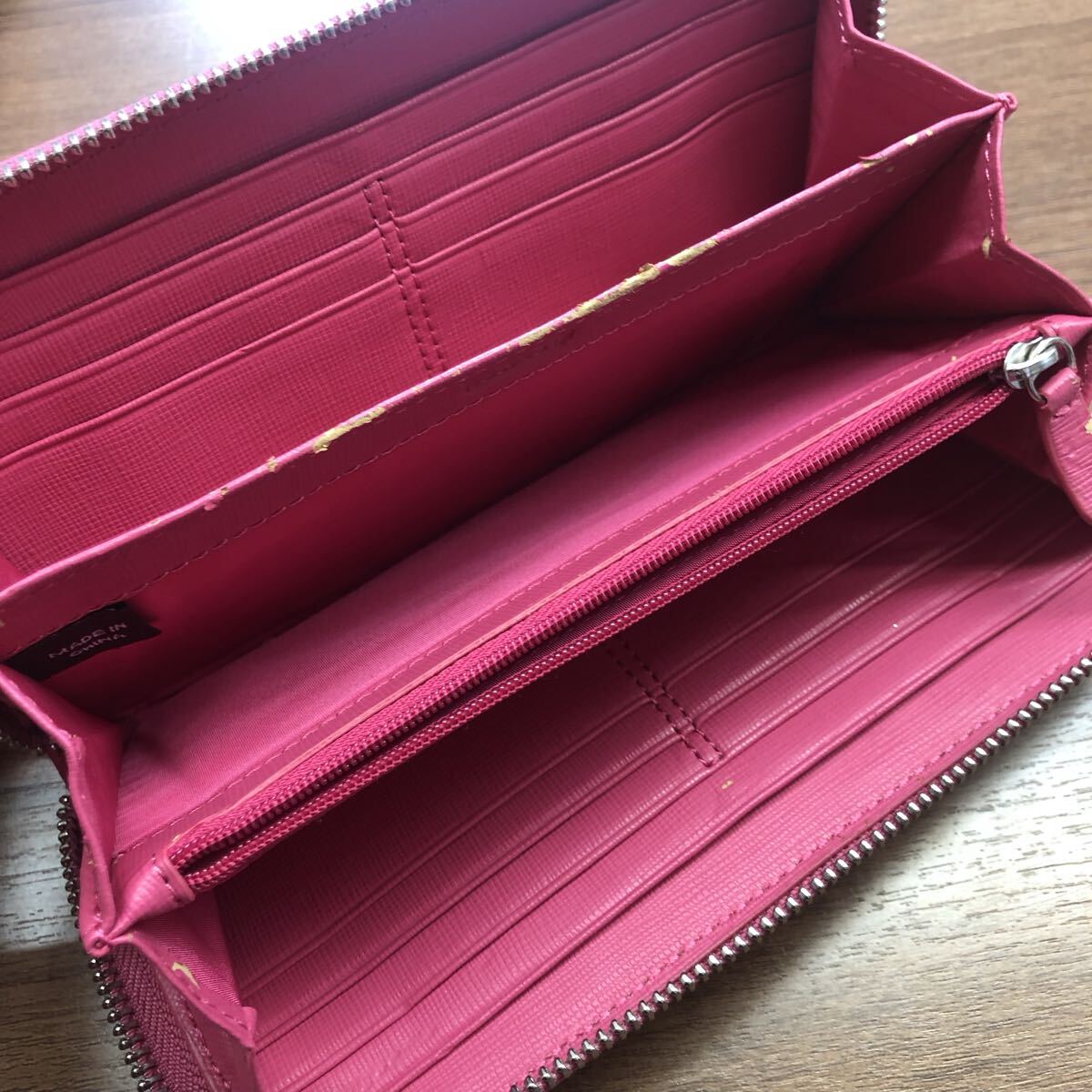 【037】 COACH コーチ 長財布 ウォレット ラウンドファスナー ピンク×ベージュ シグネチャー_画像3