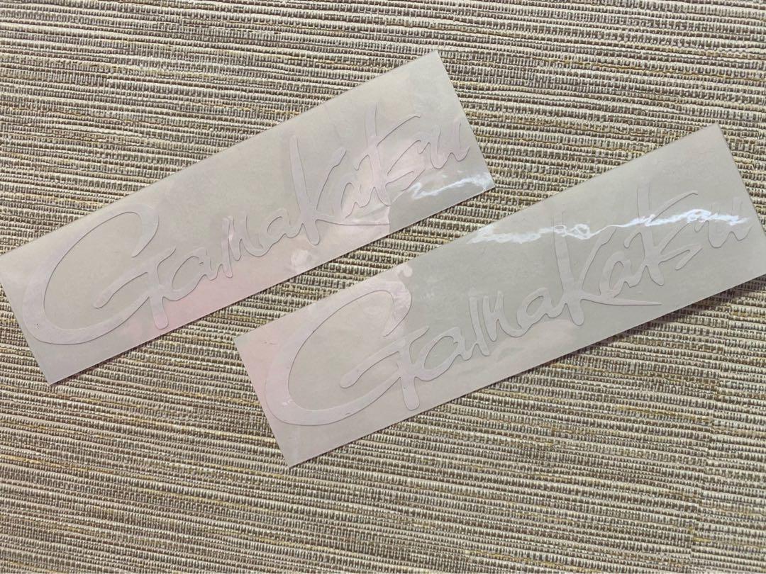 がまかつ　カッティングステッカー　20㎝2枚セット　白色_画像1