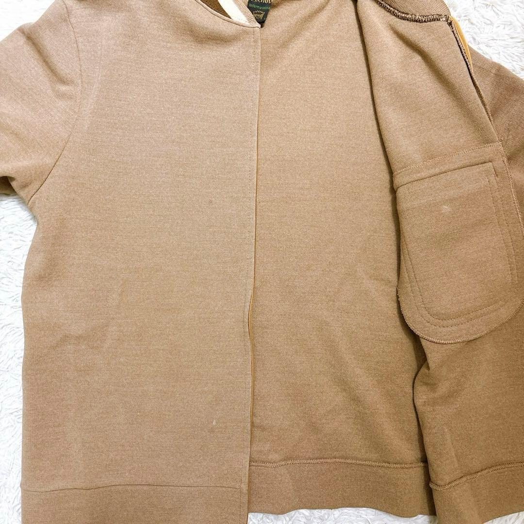 70s France Vintage Trevois ユーロビンテージ ジップアップジャージ ニットブルゾン ワンポイント刺繍 古着 メンズ Mサイズ アメカジ 茶色_画像10