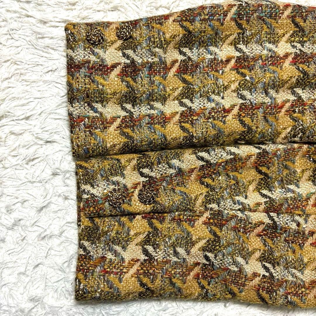 onwardオンワード JANE MORE マルチカラーチェック柄 スカートセットアップ 11号 Lサイズ ウールシルクジャケット スーツ カジュアル 女性_画像10