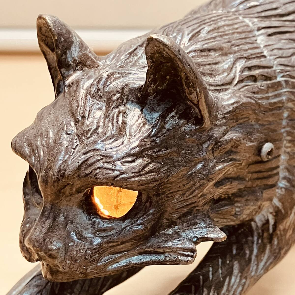 ステンドグラスランプベース（ネコ）イエローアイ_画像3