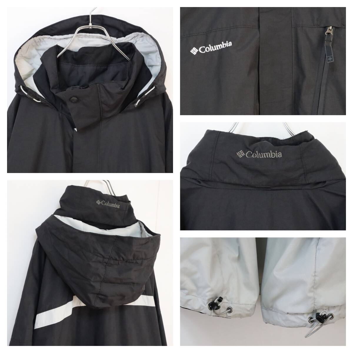 【XLサイズ】コロンビア マウンテンパーカー 刺繍ロゴ ブラック 黒 テック系_画像7