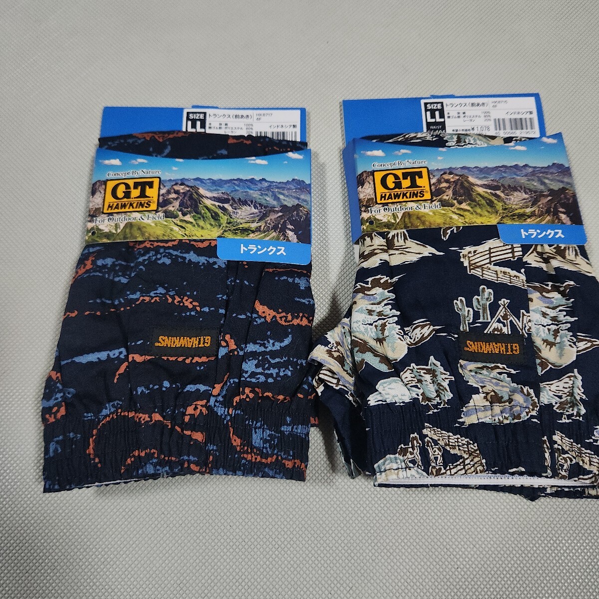 ②G.T.HAWKINS紳士用トランクス2枚セット  LLサイズ  前あき 定価2156円 本体綿100% 紳士用肌着ブランド下着 GUNZEグンゼ_画像1