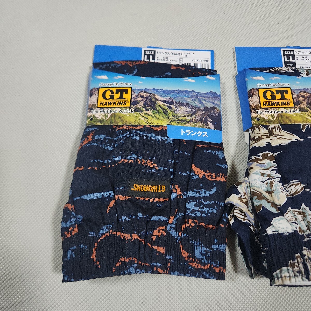 ②G.T.HAWKINS紳士用トランクス2枚セット  LLサイズ  前あき 定価2156円 本体綿100% 紳士用肌着ブランド下着 GUNZEグンゼ_画像2