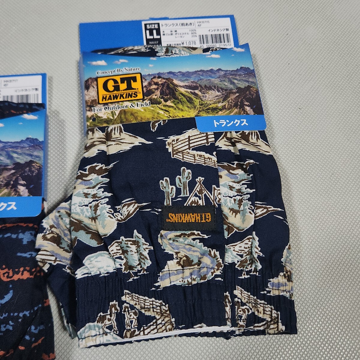 ②G.T.HAWKINS紳士用トランクス2枚セット  LLサイズ  前あき 定価2156円 本体綿100% 紳士用肌着ブランド下着 GUNZEグンゼ_画像5