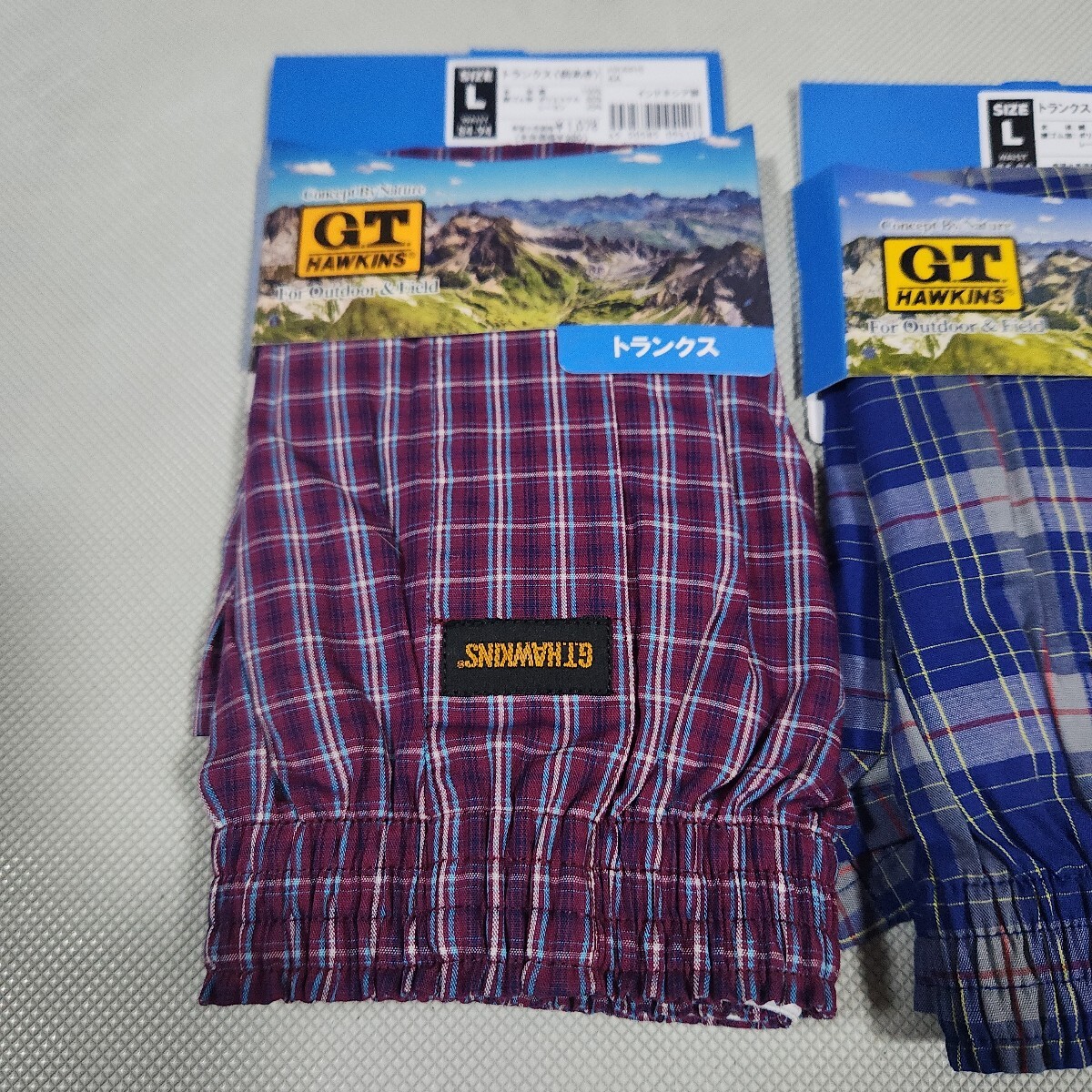 ④G.T.HAWKINS紳士用トランクス2枚セット　Lサイズ　前あき　定価2156円　本体綿100％　紳士用肌着ブランド下着　GUNZEグンゼ　 ホーキンス_画像2