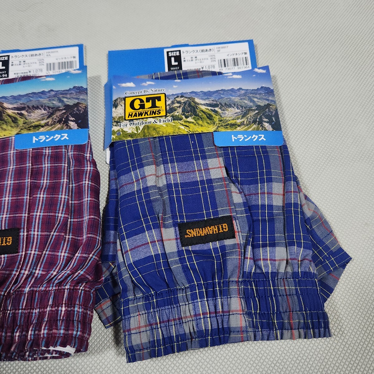④G.T.HAWKINS紳士用トランクス2枚セット　Lサイズ　前あき　定価2156円　本体綿100％　紳士用肌着ブランド下着　GUNZEグンゼ　 ホーキンス_画像5