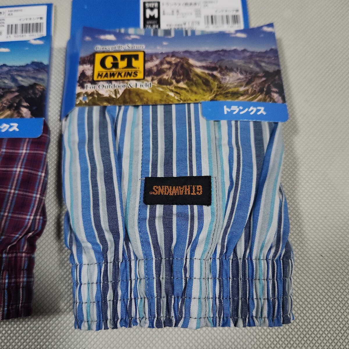 ⑪G.T.HAWKINS紳士用トランクス2枚セット Mサイズ 前あき 定価2156円 本体綿100% 紳士用肌着ブランド下着 GUNZEグンゼ ホーキンス_画像3
