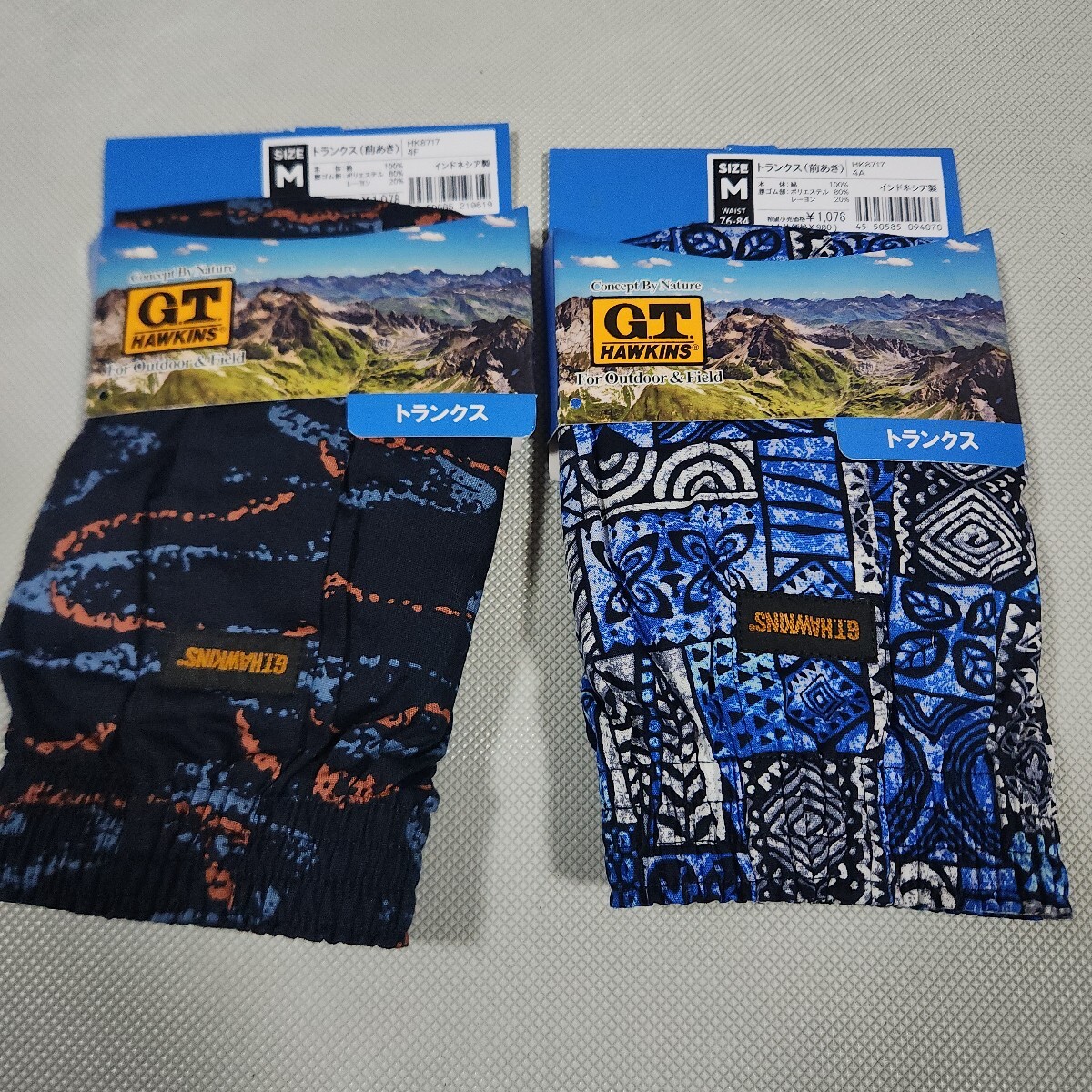⑫G.T.HAWKINS紳士用トランクス2枚セット Mサイズ 前あき 定価2156円 本体綿100% 紳士用肌着ブランド下着 GUNZEグンゼ ホーキンス_画像1